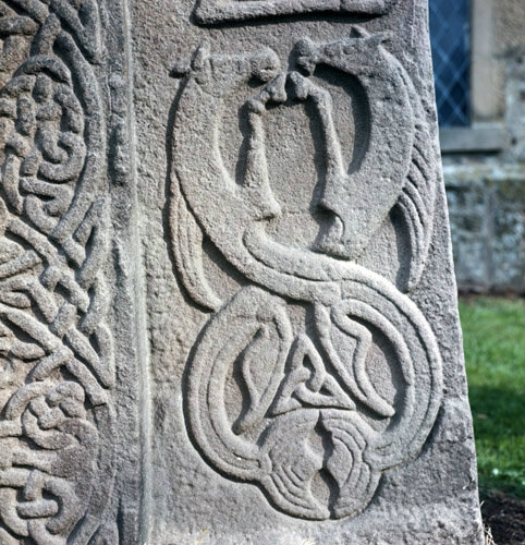 Detail of pictish cross-slab 8th century Alberlemno near Forfar Angus Scotland